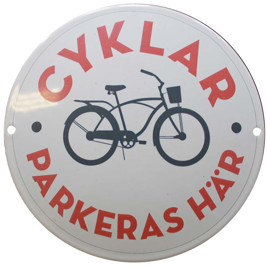 Cyklar parkeras här (22 cm diameter, egen produktion) (bild för) Cyklar parkeras här (22 cm diameter, egen produktion)